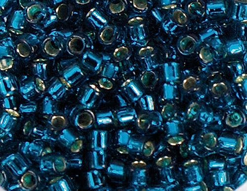 Japanische Perlen Zylinder Treasure Silber Blau Türkis 1,8mm.11/0 100gr. von Toho