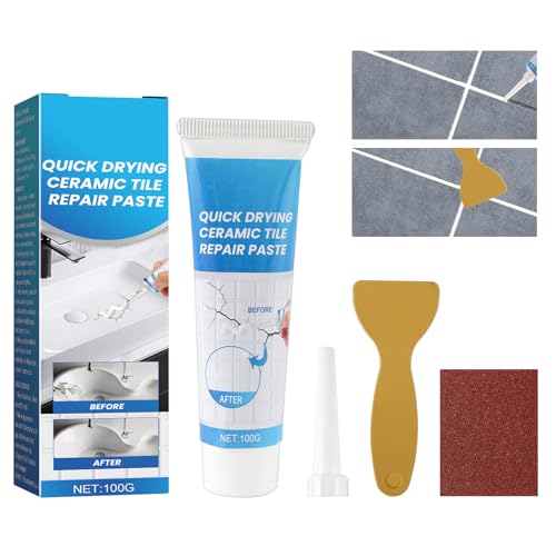 Fliesenreparaturset Weiß, 100g Keramik Reparaturset, Wasserdichtes Und Auslaufsicheres Emaille Reparatur Set, Kratzer Reparaturpaste Zum Reparieren Von Kratzern Löchern Rissen von INQUIRLLY