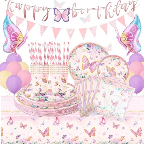 Butterfly Party Pappteller Becher und Servietten Set von INSANYJ