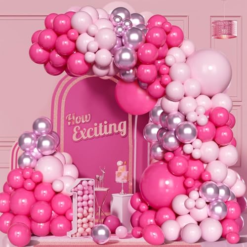 INSANYJ Rosa und Hot Pink Luftballons Bogen Kit, 105pcs Latex Metallic Pink Hot Pink Luftballons Girlande Bogen für Frauen Mädchen Geburtstag Party Baby Shower Hochzeit Verlobung Party Dekoration von INSANYJ