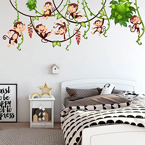 INSPIO Wandtattoo Dschungel Tiere Wandsticker für Kinderzimmer Deko Wandsticker Affen Babyzimmer Schlafzimmer Wanddeko (N.1 - Höhe 54 cm x Breite 150 cm) von INSPIO