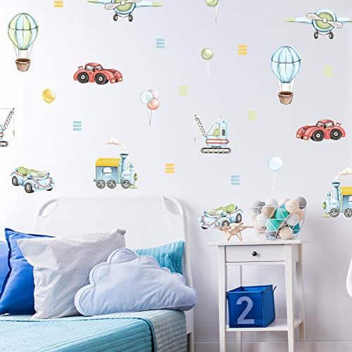 INSPIO Wandtattoo Fahrzeuge Wandaufkleber Flugzeug Heißluftballon Zug Ballon Wandsticker Wanddeko für Kinderzimmer Jungenzimmer Babyzimmer von INSPIO