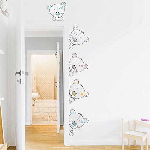 INSPIO Wandtattoo um die Tür herum Wandsticker graue Teddybären Kinderzimmer Babyzimmer Deko (Nr. 1 - NACH RECHTS) von INSPIO