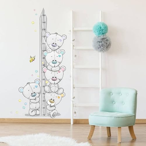 Wandtattoo Messlatte Teddybären Wachstumsmesser Wandsticker Tiere Wandlineal für Junge Mädchen Wanddekor Kinderzimmer von INSPIO