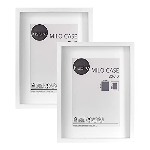 INSPIRE - 2er-Set Bilderrahmen MILO CASE - 30 x 40 cm - FSC MDF Holz - Weiß - Glasscheibe - Fotorahmen - Wandmontage von INSPIRE