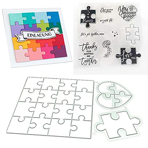 Puzzle Stanzformen, Schablone Kohlenstoffstahl sterben Metall Prägeschablonen Puzzle Liebe Stanzformen mit Stempeln für Kartenherstellung Dekoration und DIY Handwerk Scrapbooking Fotoalbum Dekorativ von INSPUTOL