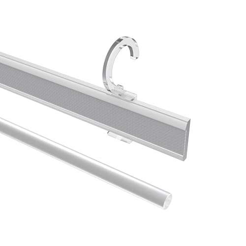 Interdeco Paneelwagen Weiß aus Aluminium mit Klettband kürzbar für Gardinenstangen 16-20 mm Ø, Universal Easyclip, 100 cm von INTERDECO