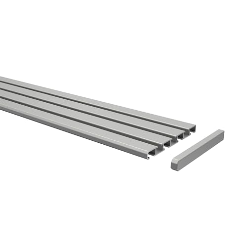 Interdeco Gardinenschienen Silber-Grau 3-/4-läufige Vorhangschienen aus Aluminium, Slimline, 320 cm von INTERDECO