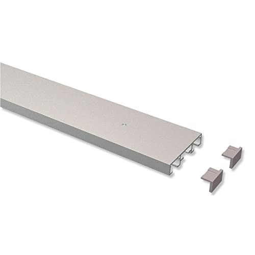 Interdeco Gardinenschienen vorgebohrt Silber-Grau 2-läufige Vorhangschienen aus Aluminium, Primax, 100 cm von INTERDECO