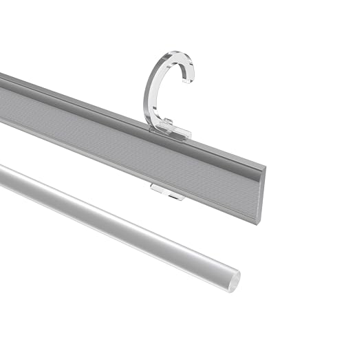 Interdeco Paneelwagen Aluminium mit Klettband kürzbar für Gardinenstangen 16-20 mm Ø, Universal Easyclip, 100 cm von INTERDECO