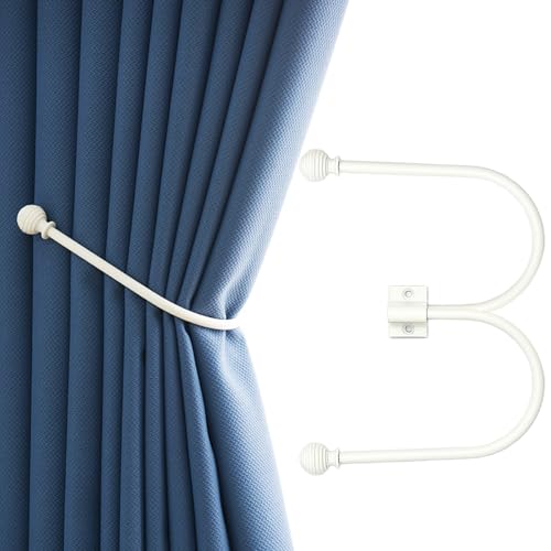 INUSO® Verbesserte verstellbare Vorhanghalter, elegant, handgefertigt, Premium-Metall-Vorhang-Raffhalter, verstellbarer Winkel für verbesserte Flexibilität und Komfort, 2 Stück (weiß) von INUSO