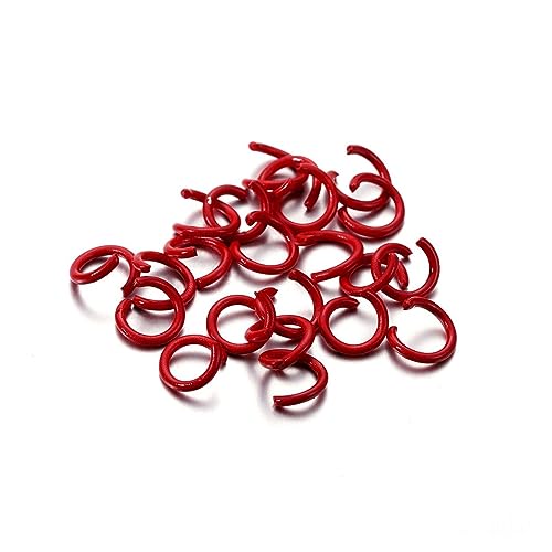 100 Teile/los 1,2 x 8mm Bunte Metall Jump Ringe Split lock up Stecker for DIY Schmuck Finden Herstellung Zubehör (Color : Red, Size : 8mm X 100pcs) von IOFIT