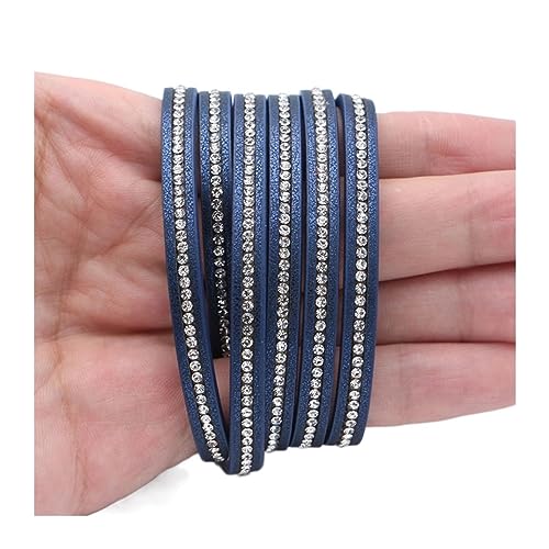 6mm flaches PU-Lederband-Seil, Strass-Seil, DIY-Schmuckzubehör, Schmuckherstellungsmaterialien for Armbänder (Color : Blue, Size : 1m) von IOFIT