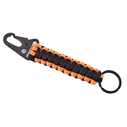 IOIUSKKU Paracord Schlüsselanhänger Outdoor Abnehmbarer Schlüsselanhänger Seil Tragbarer multifunktionaler Anhänger Schlüsselband Klettern Höhlenforschung Schlüsselhalter, Schwarz und Orange von IOIUSKKU