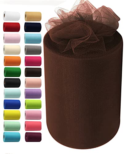 Brauner Tüllstoff-Rollen, 15,2 cm x 91,4 m, Stoffspule, Tüllband für DIY, braune Tutu-Schleife, Babyparty, Geburtstagsparty, Hochzeitsdekorationen, Weihnachtsbastelbedarf von IONTACH