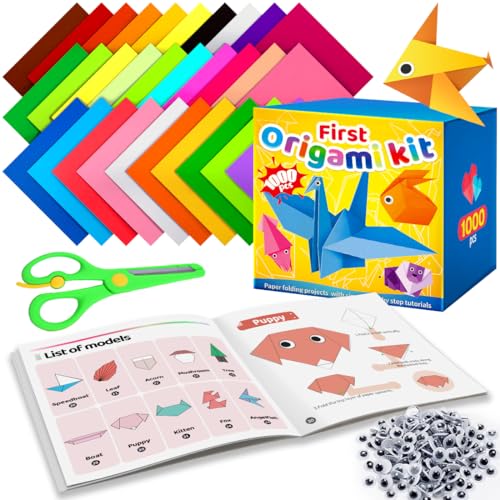 IOOLEEM Origami-Papier, 1000 Blatt, 20 Farben, 15,2 x 15,2 cm, Origami-Papier-Set, doppelseitiges farbiges Papier, Origami-Papier-Set mit Anleitung (evtl. nicht in deutscher Sprache), von IOOLEEM