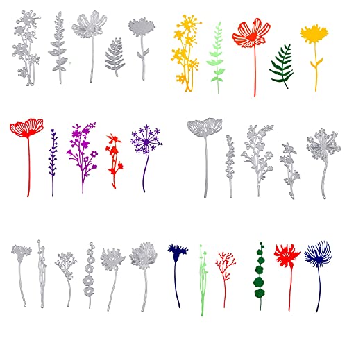 IOPYKKOA17 Stück Wildblumen-Metall-Stanzformen 3D-Blumen-Stanzformen Blumenform-Prägung Scrapbooking-Stanzformen schneidet Schablonen-Blumenblätter-Prägeschablone von IOPYKKOA