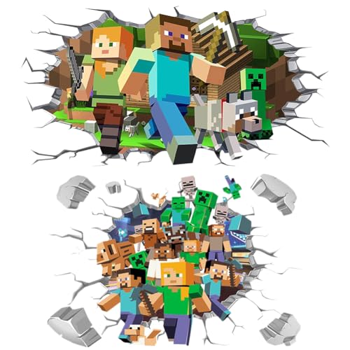 Mine-Craft Wandtattoo,2 Stück Creeper Wandaufkleber Poster, Wandaufkleber für Kinderzimmer,Abnehmbare Aufkleber Wall Stickers, für Babyzimmer Wohnzimmer Schlafzimmer Kinderzimmer Hause Wanddekoration von IOSCDH