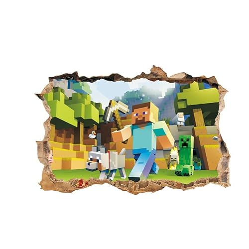 Wandaufkleber 3d Mine-craft, Mine-craft Wandtattoo Poster Wanddeko für Kinderzimmer Wohnzimmer Abnehmbare Mine-craft Wandaufkleber Kinderzimmer Schlafzimmer Wanddekoration, 31 * 47CM von IOSCDH