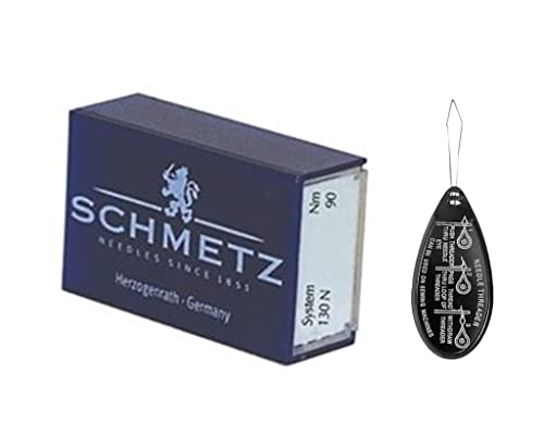 Schmetz Topstitch Nähmaschinennadeln, 100 Stück, Größe 90/14, inklusive großem Nadeleinfädler von IPC Sewing Parts