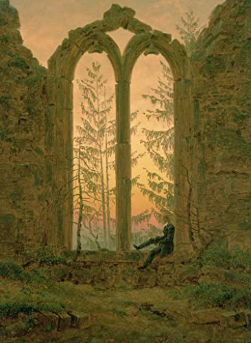 IPLUPJDY Bilder Moderne Abstrakte Leinwand Kunst Bilder Druck Wandgemälde Ruinen des Klosters Oybin, der Träumer, Öl auf Leinwand von Caspar David Friedrich für Heimdekoration60x90cm von IPLUPJDY