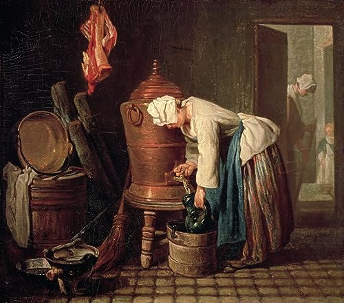 IPLUPJDY Kunstdruck Leinwand Abstrakte Leinwand Kunst Bilder Druck Wandgemälde Frau zeichnet Wasser von Jean Baptiste Simeon Chardin Druck Leinwand Malerei für Wanddekoration 60x90cm von IPLUPJDY