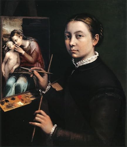 IPLUPJDY Kunstdruck Leinwand Bilder Moderne Druck Leinwand Malerei Selbstporträt an der staffelei Gemälde Einer Andacht von sofonisba Anguissola Leinwanddruck Malerei für Wanddekoration 60x90cm von IPLUPJDY