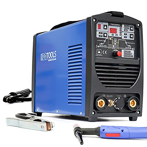 IPOTOOLS 200PD WIG Schweißgerät DC - TIG WIG Schweissgerät 200 Amper Volldigitales Inverter Schweißgerät mit HF-Zündung, Pulsfunktion, MMA, IGBT, 32-bit Mikroprozessor, 7 Jahre Garantie von IPOTOOLS