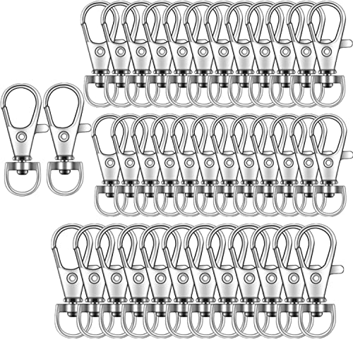50 Stück Schlüsselanhänger-Clip-Haken, Drehverschlüsse, Schlüsselband, Karabinerhaken, Schlüsselanhänger-Haken für Schlüsselbänder, Basteln, Silber von IPXEAD