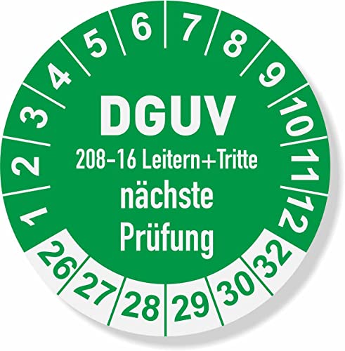 DGUV 208-16 Prüfplaketten 2026 Ø 30 mm: mehrjährig - 250 Stück - aus hochwertiger Haftfolie - Staffelpreise für Businesskunden ab 3, 6, 11 VE von IQM TOOLS