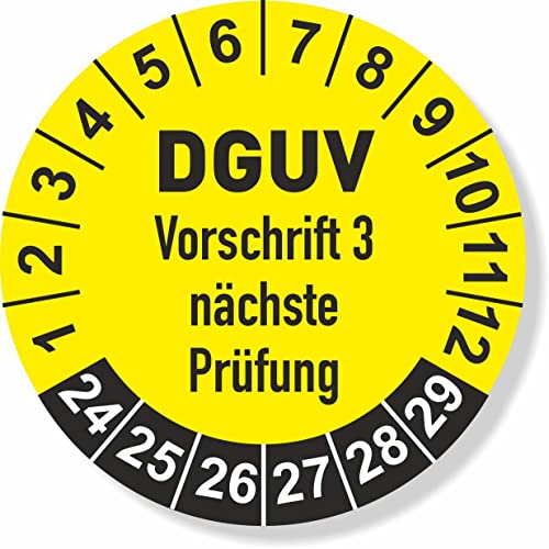 DGUV 3 Prüfplaketten 2024 Ø 30 mm: mehrjährig - 250 Stück- aus hochwertiger Haftfolie - Staffelpreise für Businesskunden ab 3, 6, 11 VE von IQM TOOLS