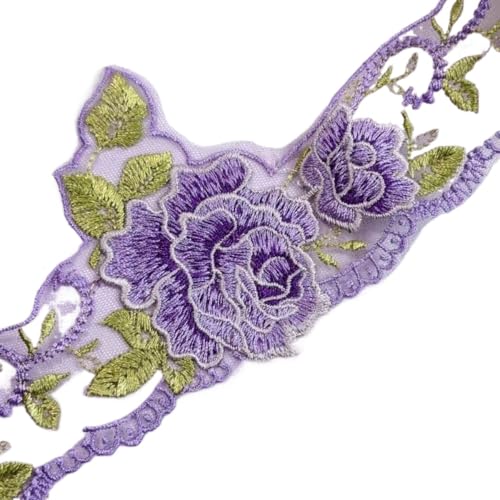 Spitzenzubehör for Kleidung, 10 cm breite, violette Gaze, wasserlösliche Stickerei-Spitzenaccessoires, Cheongsam-DIY-Verschönerungsdekoration im nationalen Stil. von IQQOPVHG