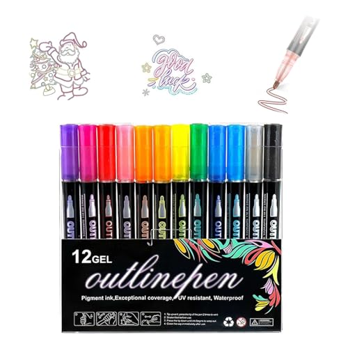 IRILXGAY Konturenstifte Kinder, Bunte Graffiti Highlighter Stift, Doppelte Linie Kontur Highlighter Stift, Blinkende Stift, Marker Stift Zum Schreiben Und Malen von IRILXGAY