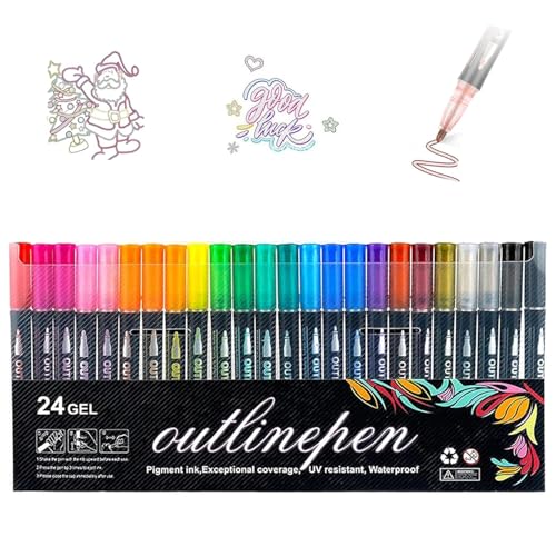 IRILXGAY Konturenstifte Kinder, Bunte Graffiti Highlighter Stift, Doppelte Linie Kontur Highlighter Stift, Blinkende Stift, Marker Stift Zum Schreiben Und Malen von IRILXGAY