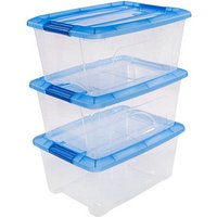 3 IRIS Ohyama Clear NTB Aufbewahrungsboxen 3x 15,0 l transparent, blau 29,0 x 39,5 x 26,0 cm von IRIS Ohyama