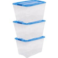 3 IRIS Ohyama Clear NTB Aufbewahrungsboxen 3x 60,0 l transparent, blau 39,5 x 57,5 x 52,5 cm von IRIS Ohyama