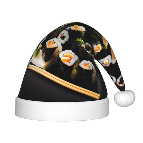 IRSHI Japanische Sushi-Kappe für Kinder, Weihnachtsmannmütze, Uni, Weihnachtsdruck für Kinder, perfekte Weihnachtsfeiertage für die Weihnachtszeit von IRSHI