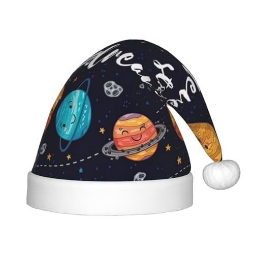 IRSHI Kinder Nikolausmütze - Hell & Bequem Winter Xmas Urlaub Hut - Unisex Samt Weihnachtsmütze Cute Planet von IRSHI