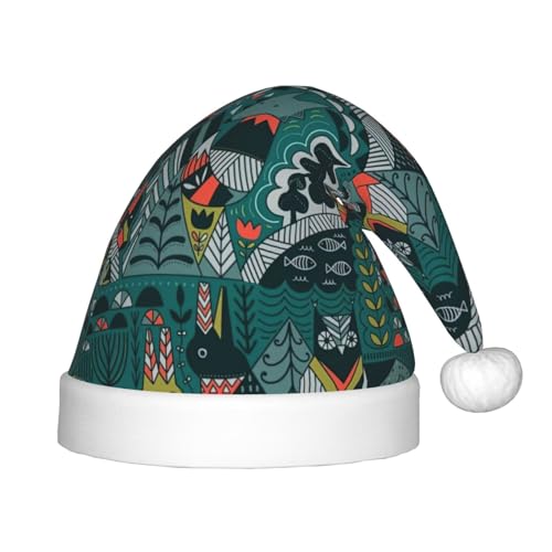 IRSHI Kinder Nikolausmütze - Hell & Bequem Winter Xmas Urlaub Hut - Unisex Samt Weihnachtsmütze Grün Tiere von IRSHI