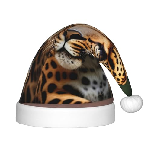 IRSHI Kinder Nikolausmütze - Hell & Bequem Winter Xmas Urlaub Hut - Unisex Samt Weihnachtsmütze Leopard Muster von IRSHI