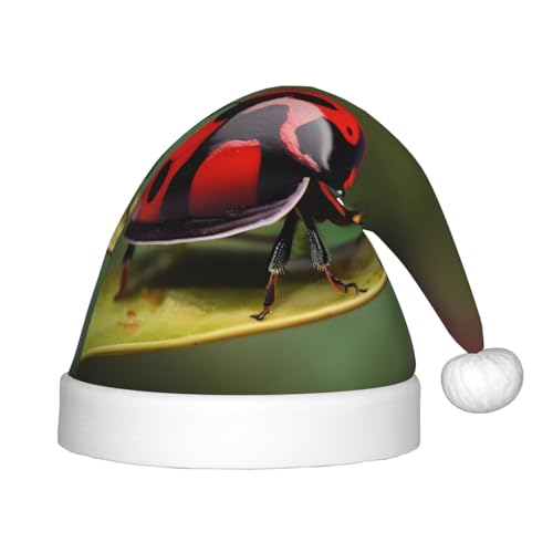 IRSHI Red Ladybug Dasisy Kinder-Weihnachtsmannmütze, Uni, Weihnachtsdruck für Kinder, perfekte Weihnachtsfeiertage für die Weihnachtszeit von IRSHI