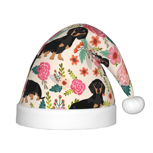 IRSHI Weihnachtsmütze für Kinder - Hell & Bequem Winter Xmas Urlaub Hut - Unisex Samt Weihnachtsmütze Hund Floral von IRSHI