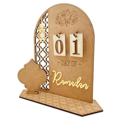 Ramadan Kalender Countdown aus Holz: Eid Mubarak Kalender 30 Tage Countdown - DIY Ramadan Dekorationen Countdown-Kalender für Zuhause - Rustikaler Adventskalender Ramadan Geschenk für Kinder (Stil B) von IRWOY