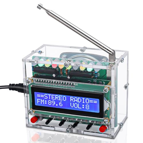 ICSTATION FM-Radio-Set, Lötprojekte, Radio mit LED-Blinklichtern, FM 87–108 MHz, Löt-Übungsset, DIY-Radio-Kit LCD1602, Display für Lernen, Unterricht, STEM Bildung von IS