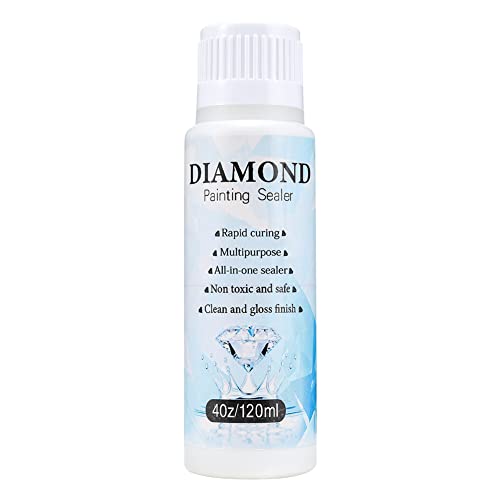 Diamond Painting Versiegelung 120ml,Versiegelung für Diamantmalerei,Schnell Trocknender Diamantkleber mit Schwammkopf,DIY Diamond Painting Zubehör,Diamond Art Glue für 5D Diamond Painting und Puzzle von ISAKEN