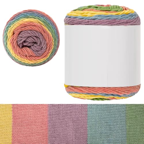 ISAKEN 100g/Rolle Baumwollgarn, Handstrickdecke Bunte Baumwolle Stickgarn Baumwolle Nähgarn Weiches Farbenfrohes Garn DIY HandCrafts für Heimarbeiten Basteln und Dekorieren von ISAKEN