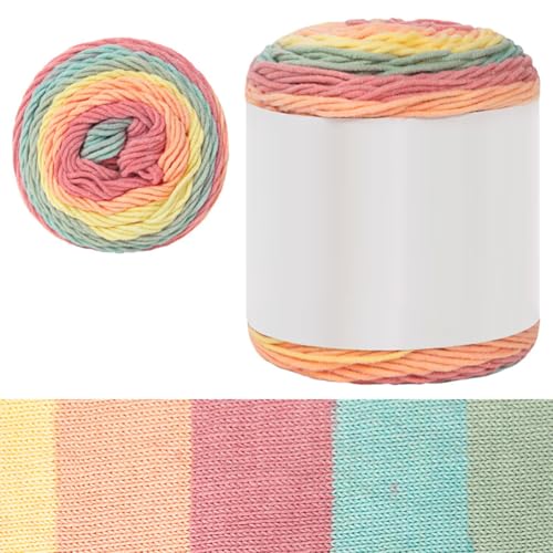 ISAKEN 100g/Rolle Baumwollgarn, Handstrickdecke Bunte Baumwolle Stickgarn Baumwolle Nähgarn Weiches Farbenfrohes Garn DIY HandCrafts für Heimarbeiten Basteln und Dekorieren von ISAKEN