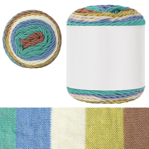 ISAKEN 100g/Rolle Baumwollgarn, Handstrickdecke Bunte Baumwolle Stickgarn Baumwolle Nähgarn Weiches Farbenfrohes Garn DIY HandCrafts für Heimarbeiten Basteln und Dekorieren von ISAKEN