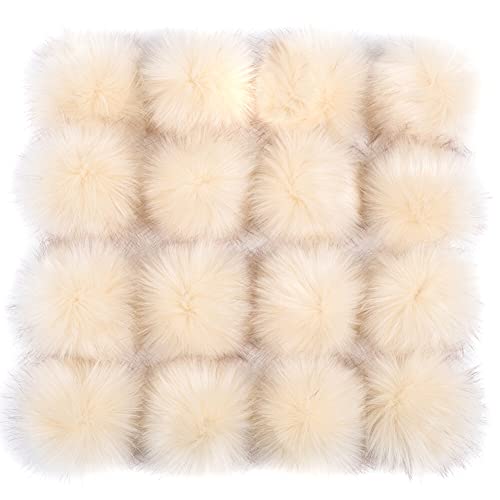 ISAKEN 16 Stück Mini Pompons Bälle zum Basteln, Kunstfell Fellbommel Kaninchenfell Fellbommel Fellpompon Klein Bastel Zubehör für DIY Flauschiger Fellknäuelhut Schlüsselanhänger Schultasche Charms von ISAKEN