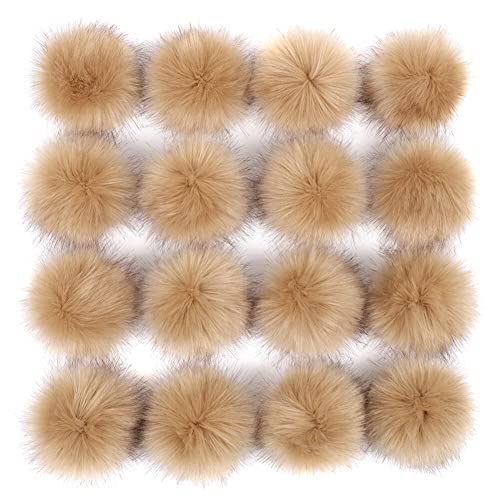 ISAKEN 16 Stück Mini Pompons Bälle zum Basteln, Kunstfell Fellbommel Kaninchenfell Fellbommel Fellpompon Klein Bastel Zubehör für DIY Flauschiger Fellknäuelhut Schlüsselanhänger Schultasche Charms von ISAKEN